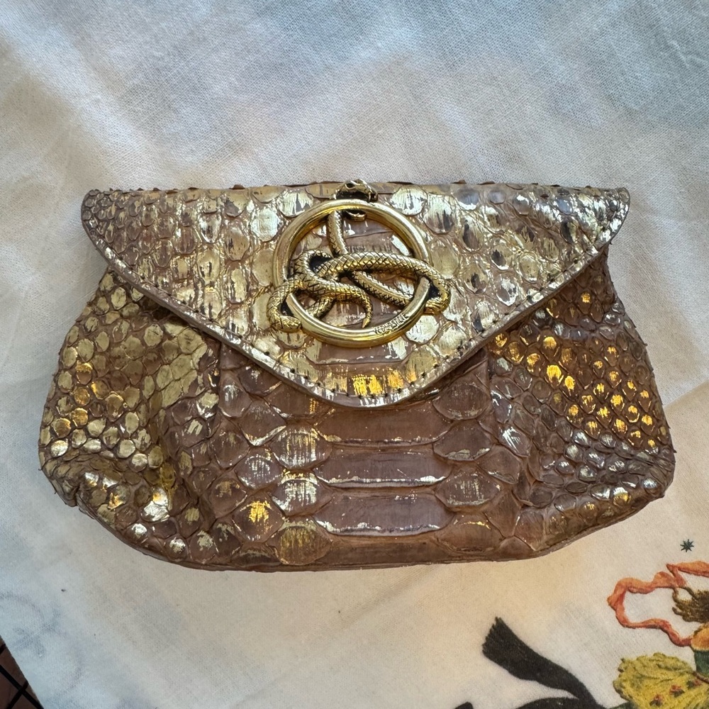 Gold Snakeskin Mini Clutch